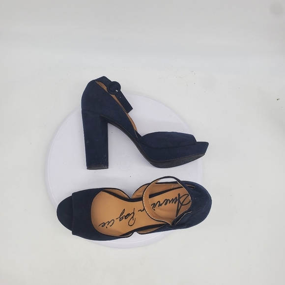 American Rag Shoe Women 8.5 Reeta Block Heel Platform Sandals Suede Blue - Picture 6 of 7